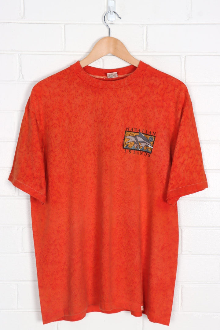 Crazy Shirts Hawaiian Islands Orange Dolphins Single Stitch Tee (L)