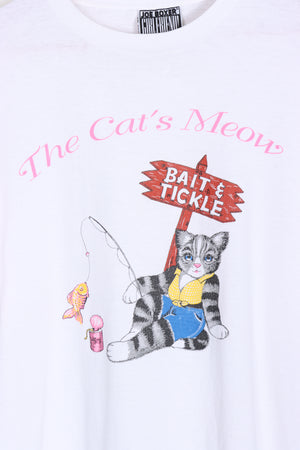 'The Cats Meow' Joe Boxer's Girlfriend Fishing Cat Print Tee (L)