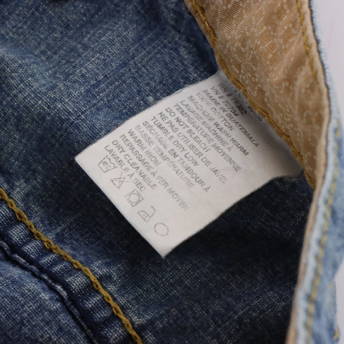 Vintage TIMBERLAND Embroidered Jorts Blue & Yellow Denim Jean Shorts (36)