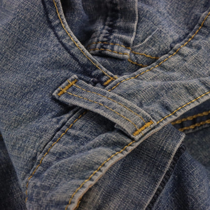 Vintage TIMBERLAND Embroidered Jorts Blue & Yellow Denim Jean Shorts (36)