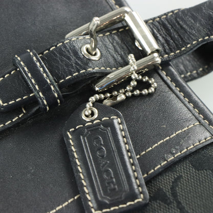 COACH 8K06 Signature Belted Black Canvas Shoulder Tote Bag