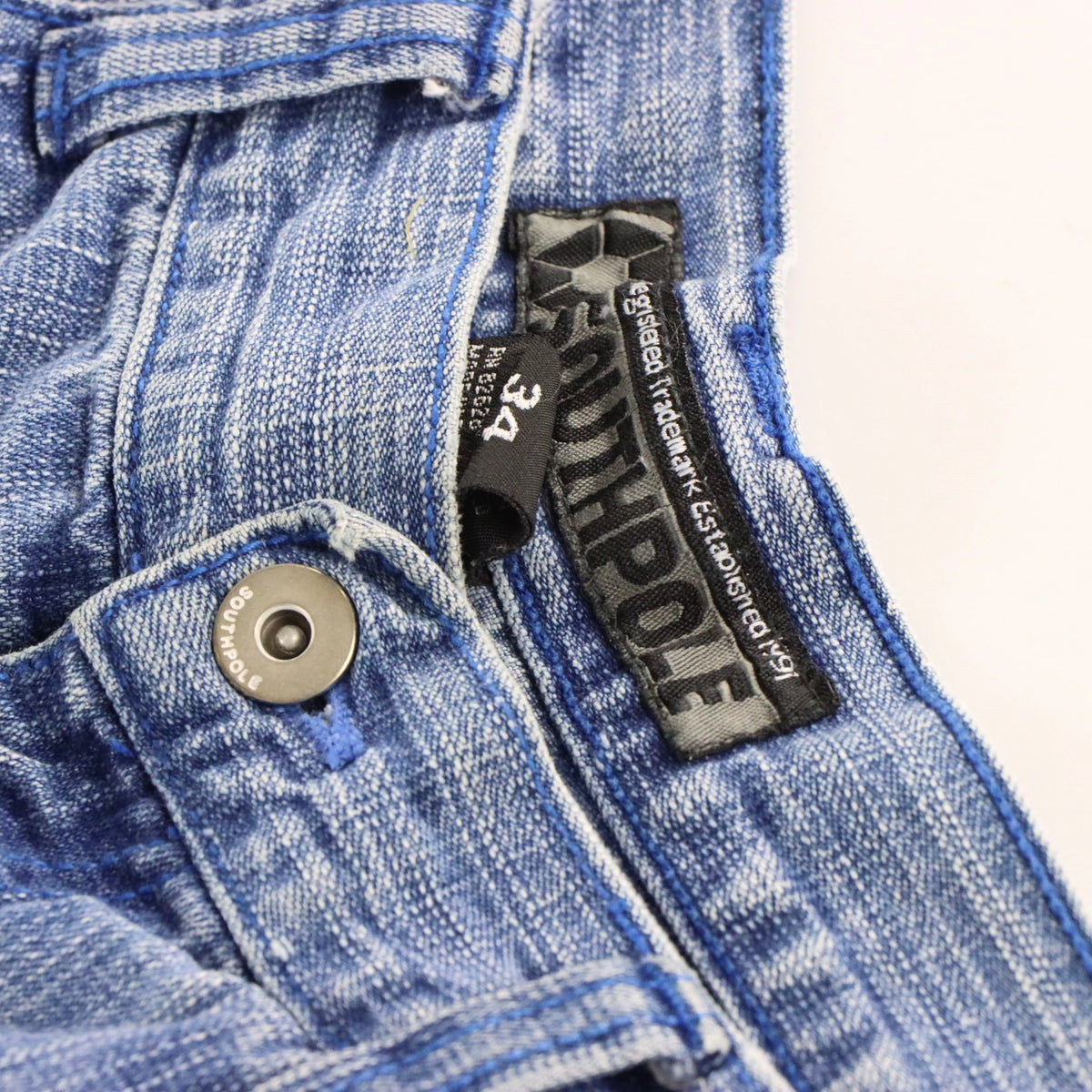 Vintage SOUTHPOLE Y2K Jorts Blue Monochromatic Stitch Denim Jean Shorts (34)