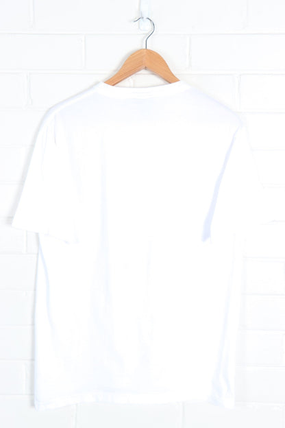 White TOMMY HILFIGER Spell Out Logo Tee USA Made (M)
