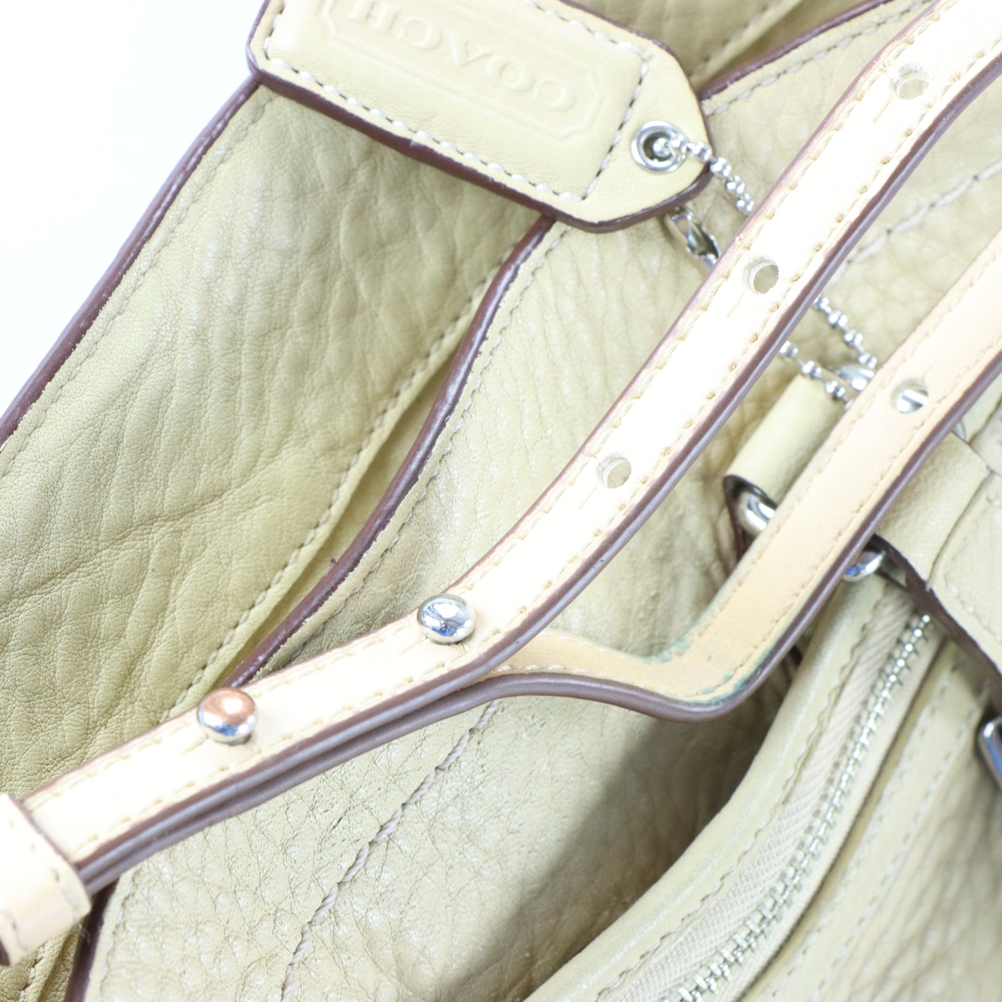 COACH 5031 Hampton Tassel Tan Pebbled Leather Bag