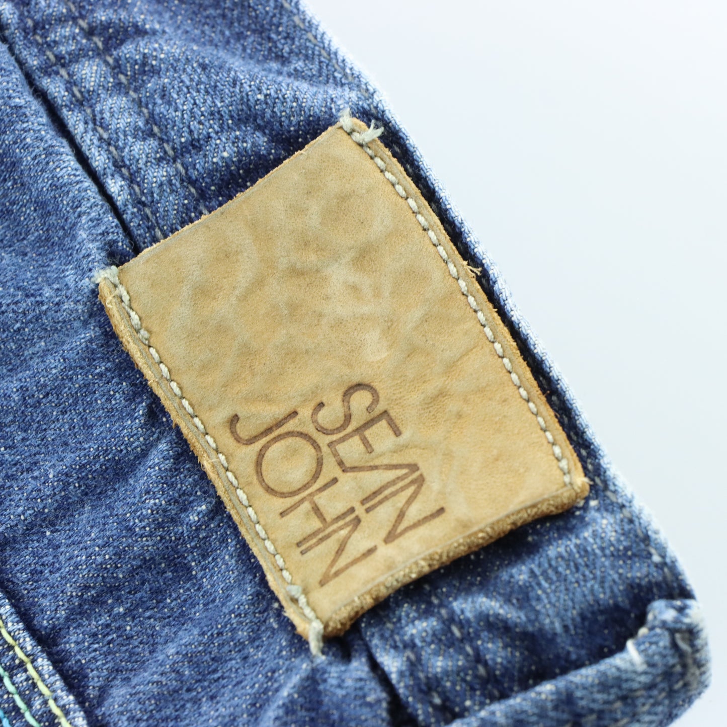 SEAN JOHN Y2K Colourful Stitching Jorts Denim Jean Shorts (34)