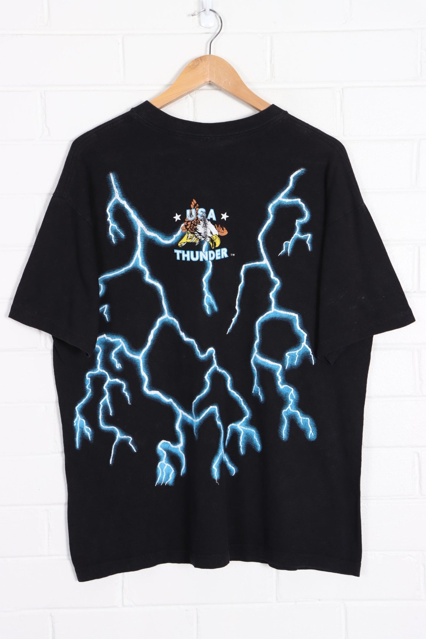 USA THUNDER "Leader of The Pack" Biker Wolf Front Back T-Shirt (L-XL)