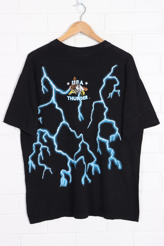 USA THUNDER "Leader of The Pack" Biker Wolf Front Back T-Shirt (L-XL)