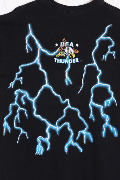 USA THUNDER "Leader of The Pack" Biker Wolf Front Back T-Shirt (L-XL)