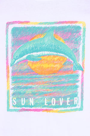 1991 Dolphin "Sun Lover" Single Stitch Front Back T-Shirt (XL)