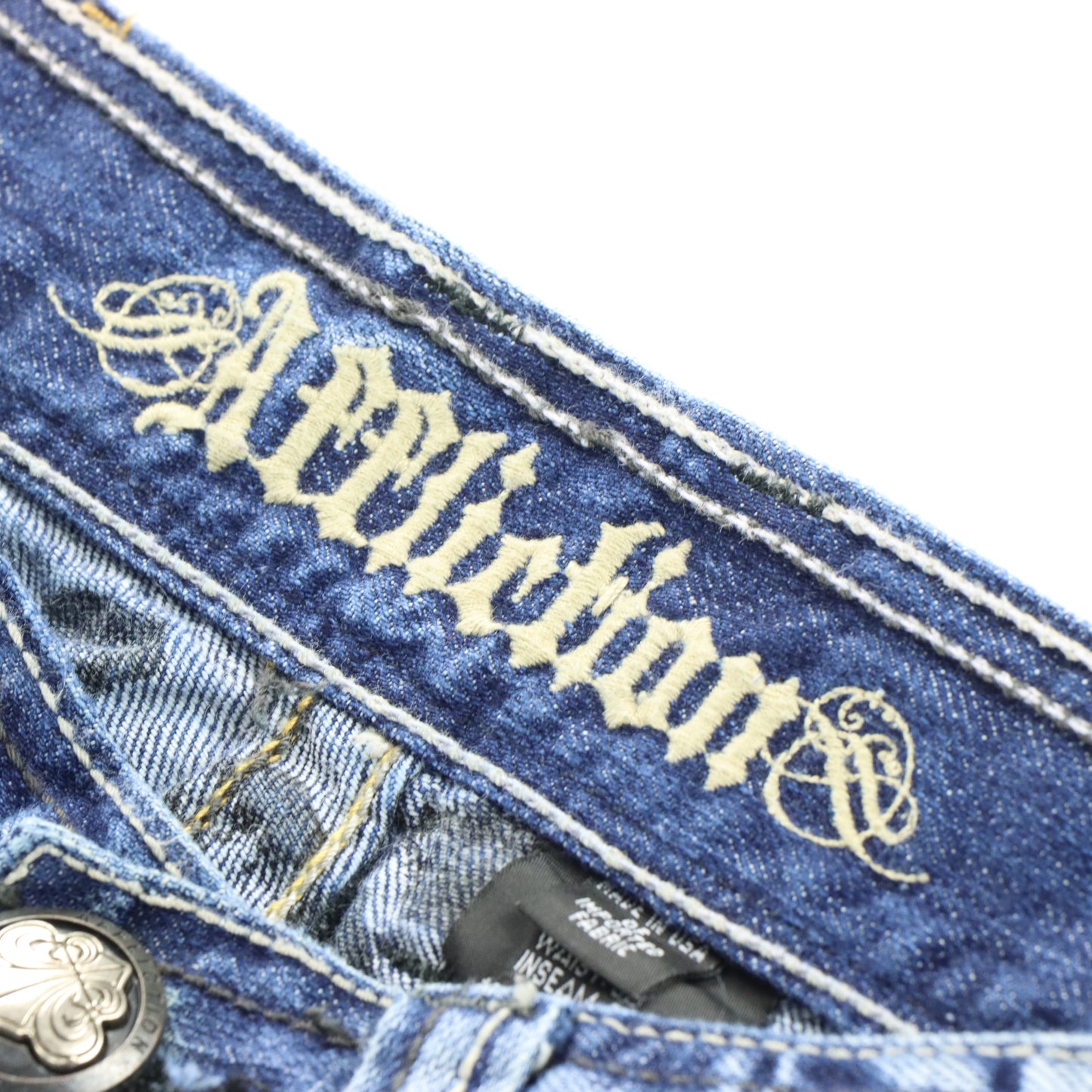 AFFLICTION Y2K Cross Embroidered Pockets Distressed Jeans (32 x 32)