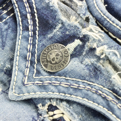 AFFLICTION Y2K Patchwork Grunge Distressed Acid Wash Jeans (31)