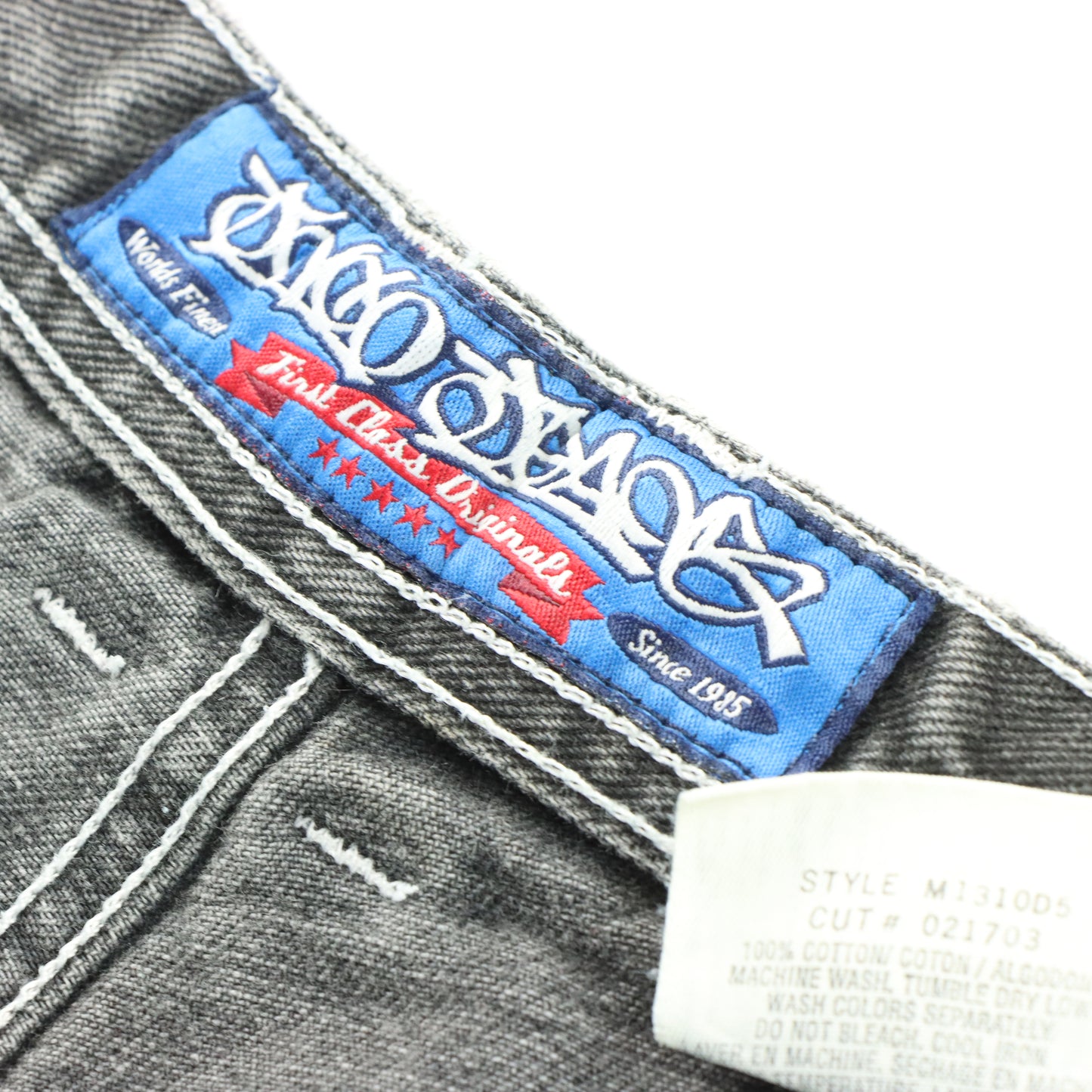 JNCO JEANS Y2K Embroidered Graffiti USA Made Dark Distressed Grey Jeans (36 x 32)