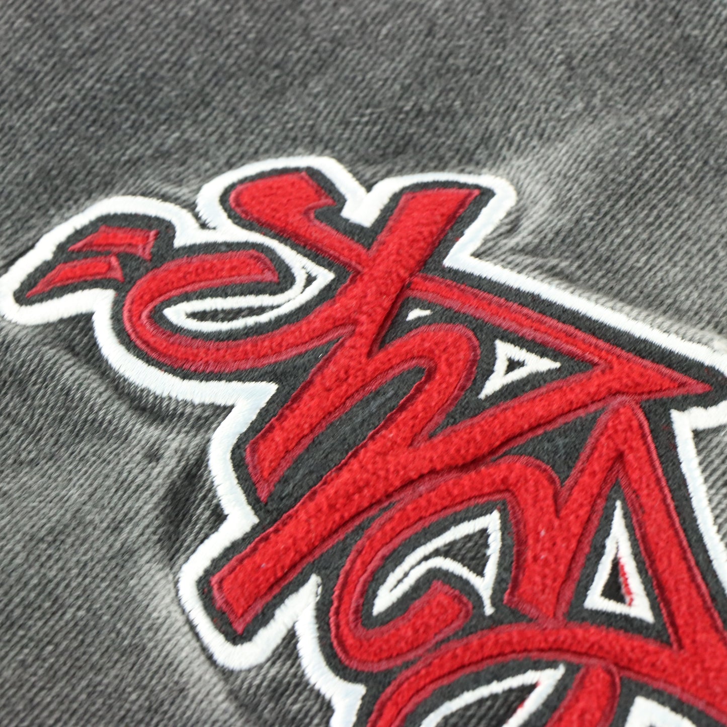 JNCO JEANS Y2K Embroidered Graffiti USA Made Dark Distressed Grey Jeans (36 x 32)