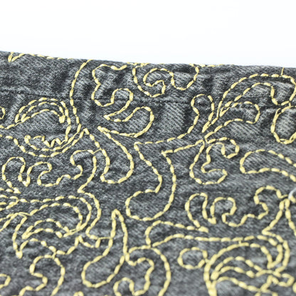 ECKO UNLTD Y2K Embroidered 'Baggy-Fit' Black & Gold Denim Jeans (36)