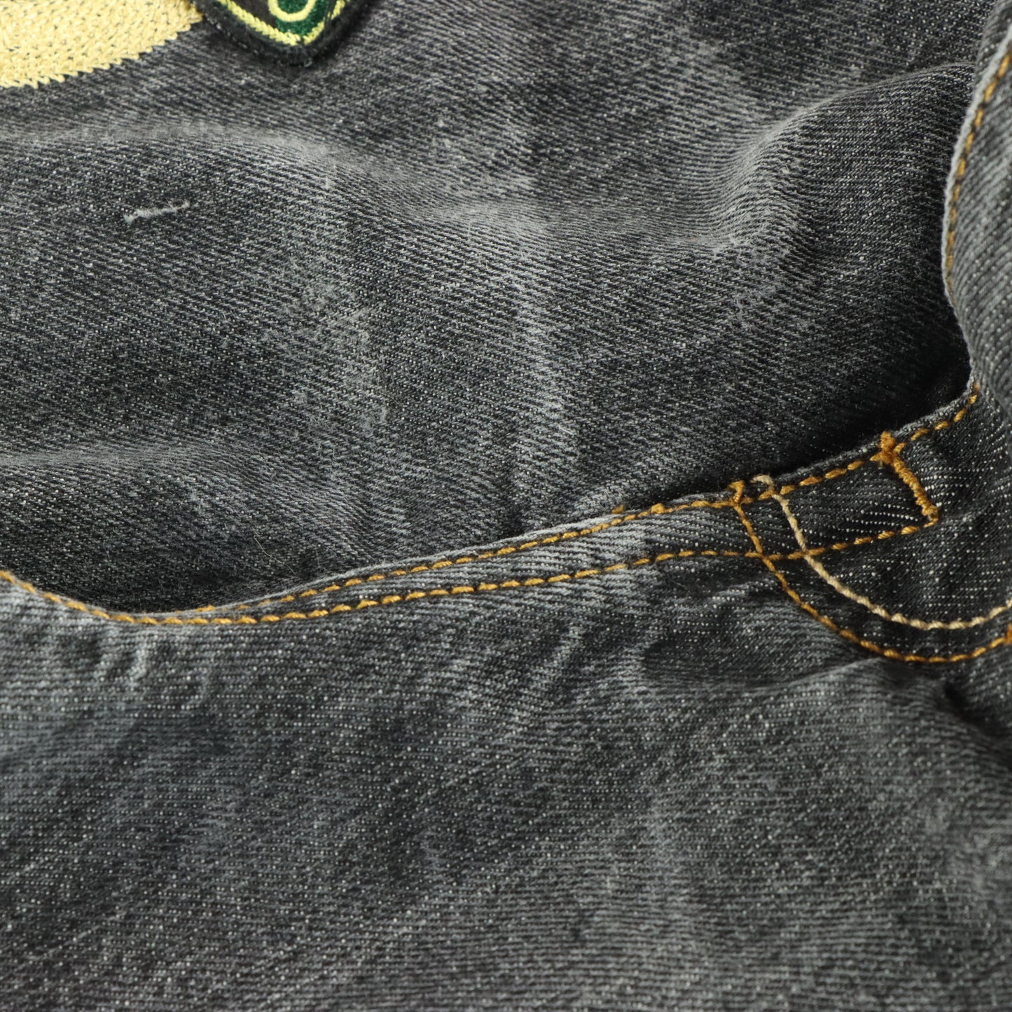 ECKO UNLTD Y2K Embroidered 'Baggy-Fit' Black & Gold Denim Jeans (36)