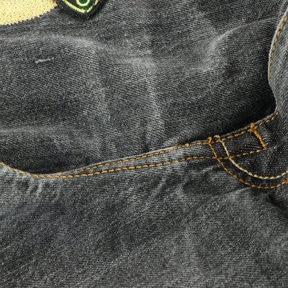 ECKO UNLTD Y2K Embroidered 'Baggy-Fit' Black & Gold Denim Jeans (36)