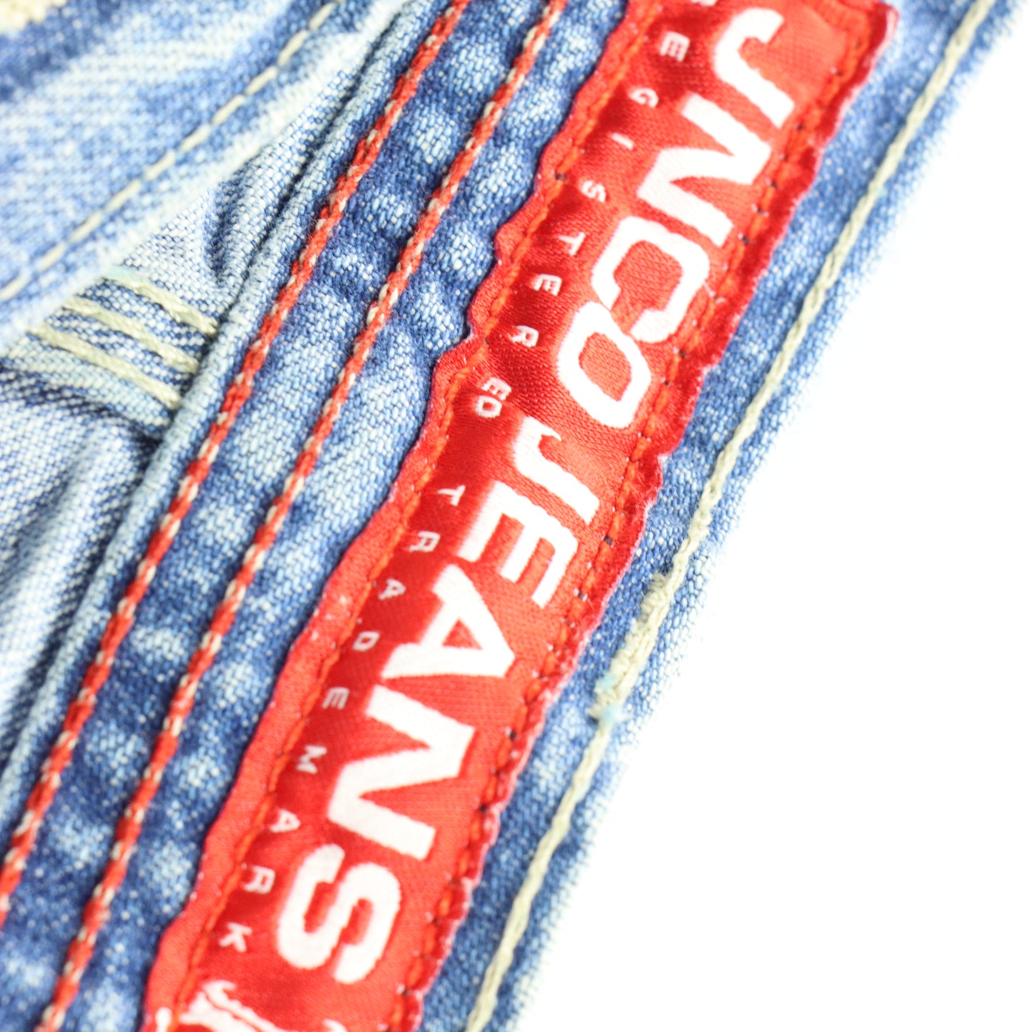 JNCO JEANS Y2K Embroidered Blue & Red Cargo Jeans (38 x 32)