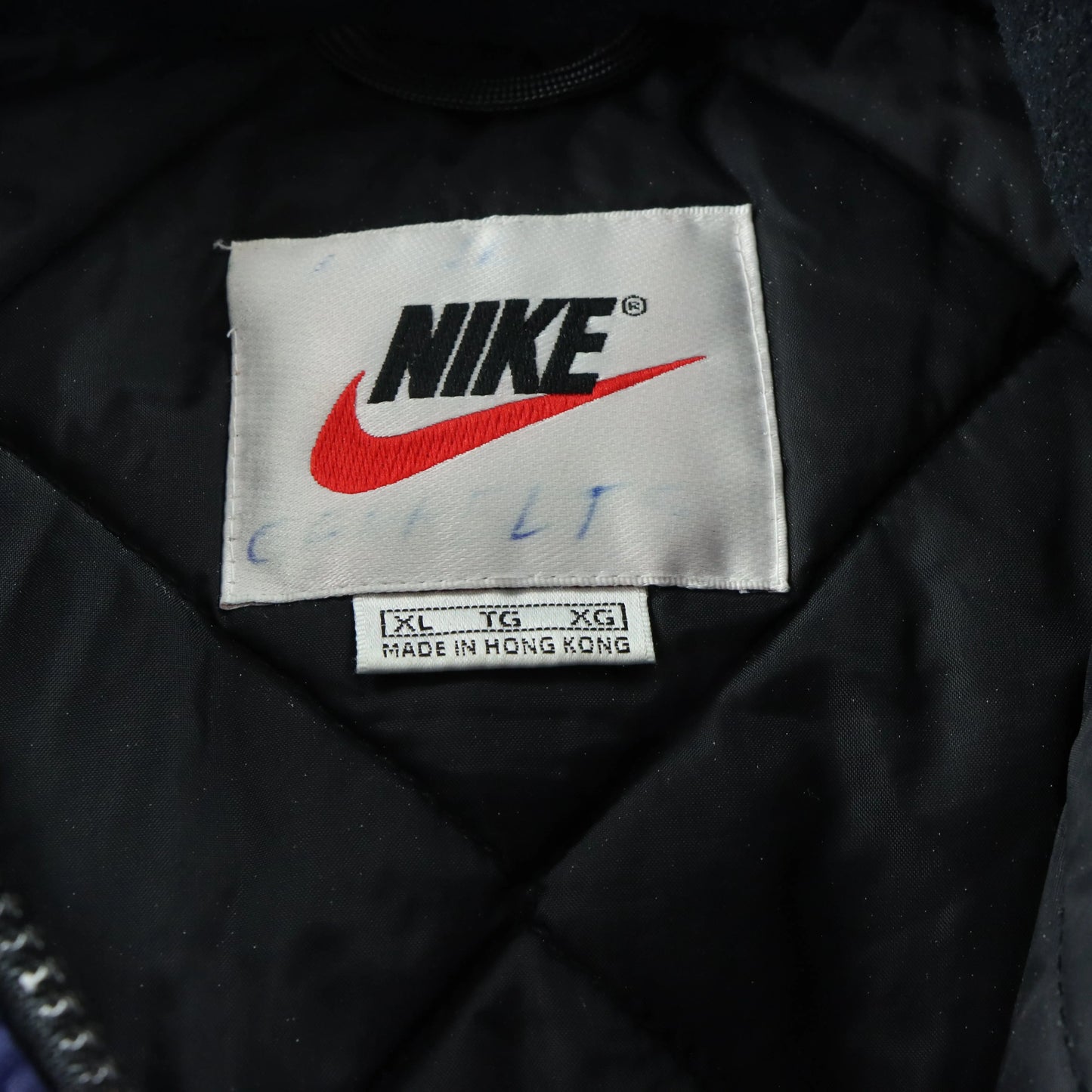 NIKE 90s Navy & Black Centre Swoosh 1/2 Zip Heavy Windbreaker Jacket (XL) - Vintage Sole Melbourne