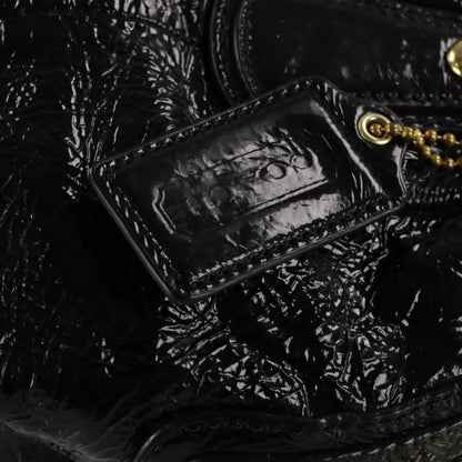 Vintage COACH G1068 Black & Gold Patent Leather Chain Handbag