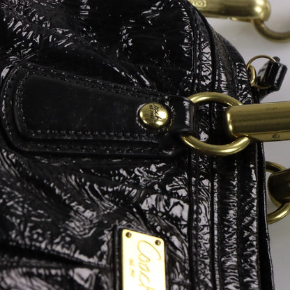 Vintage COACH G1068 Black & Gold Patent Leather Chain Handbag