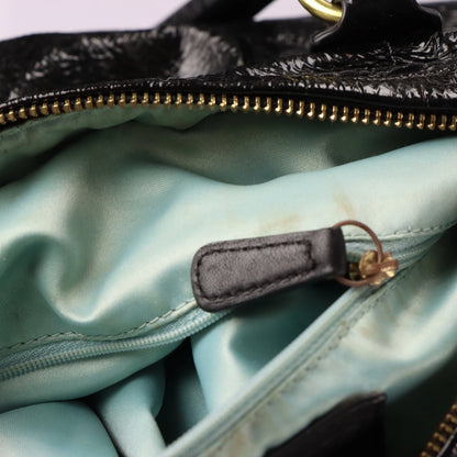 Vintage COACH G1068 Black & Gold Patent Leather Chain Handbag