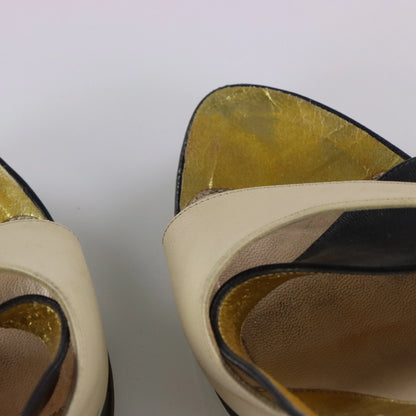 Vintage FENDI 90's Geometric Italy Made Black & Cream Leather Heels (39.5)