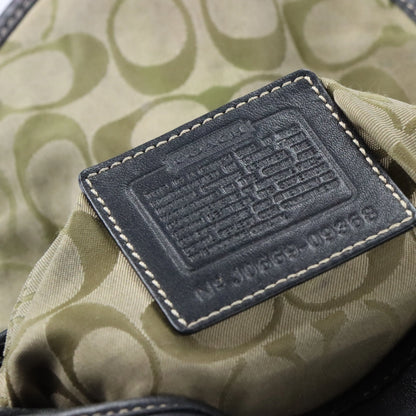 Vintage COACH J0669 Flower Key Chain Charm Black Leather Contrast Stitch Back Pack Bag