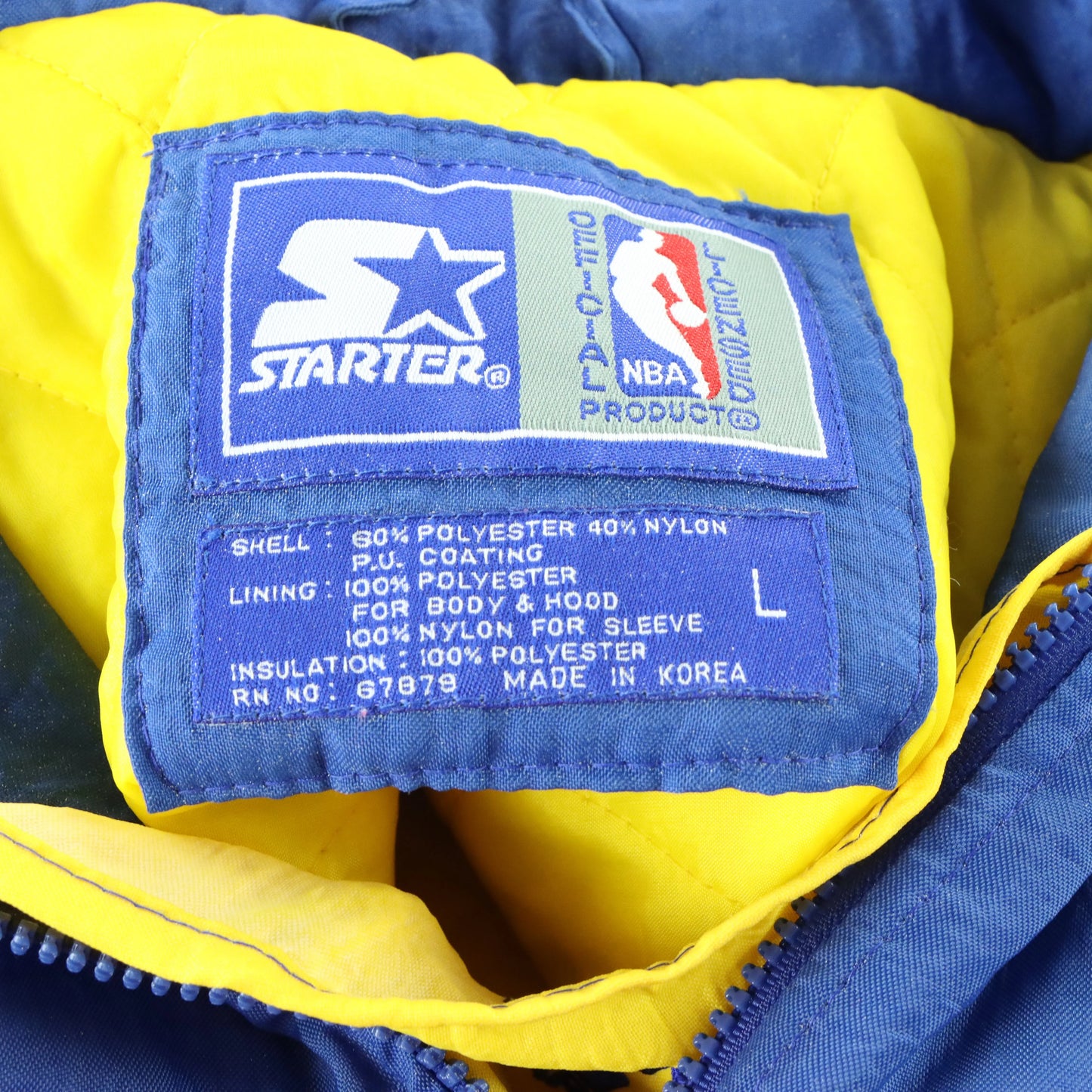 Golden State Warriors STARTER Korean Made NBA Quilt Lined Pop Over Windbreaker (L) - Vintage Sole Melbourne