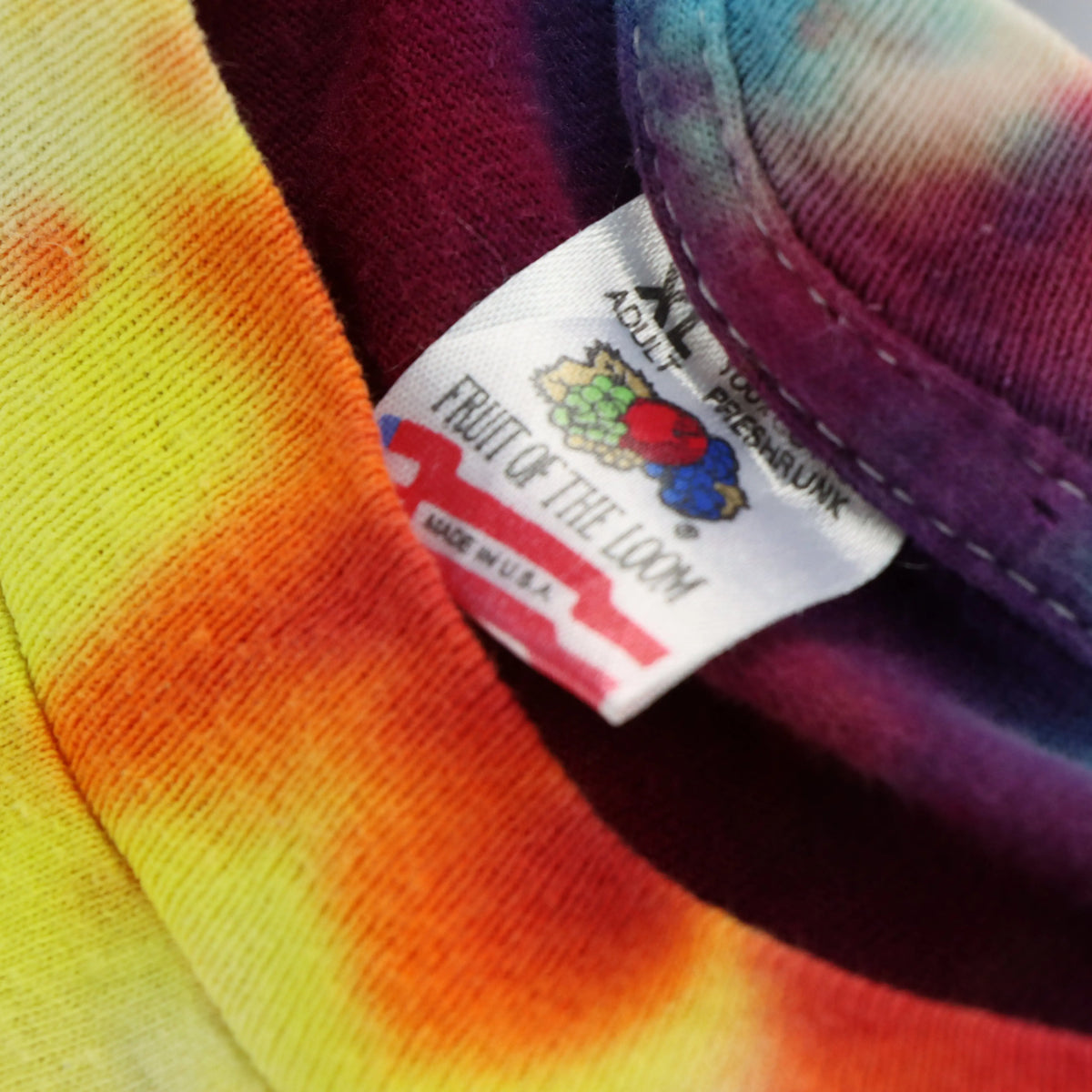Vintage WOODSTOCK Fair Psychedelic Rainbow Tie Dye Single Stitch T-Shirt (XL)