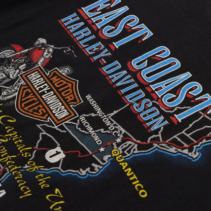 Vintage HARLEY DAVIDSON Pin Up 'Sales and Service' East Coast Motorcycle T-Shirt (XL)