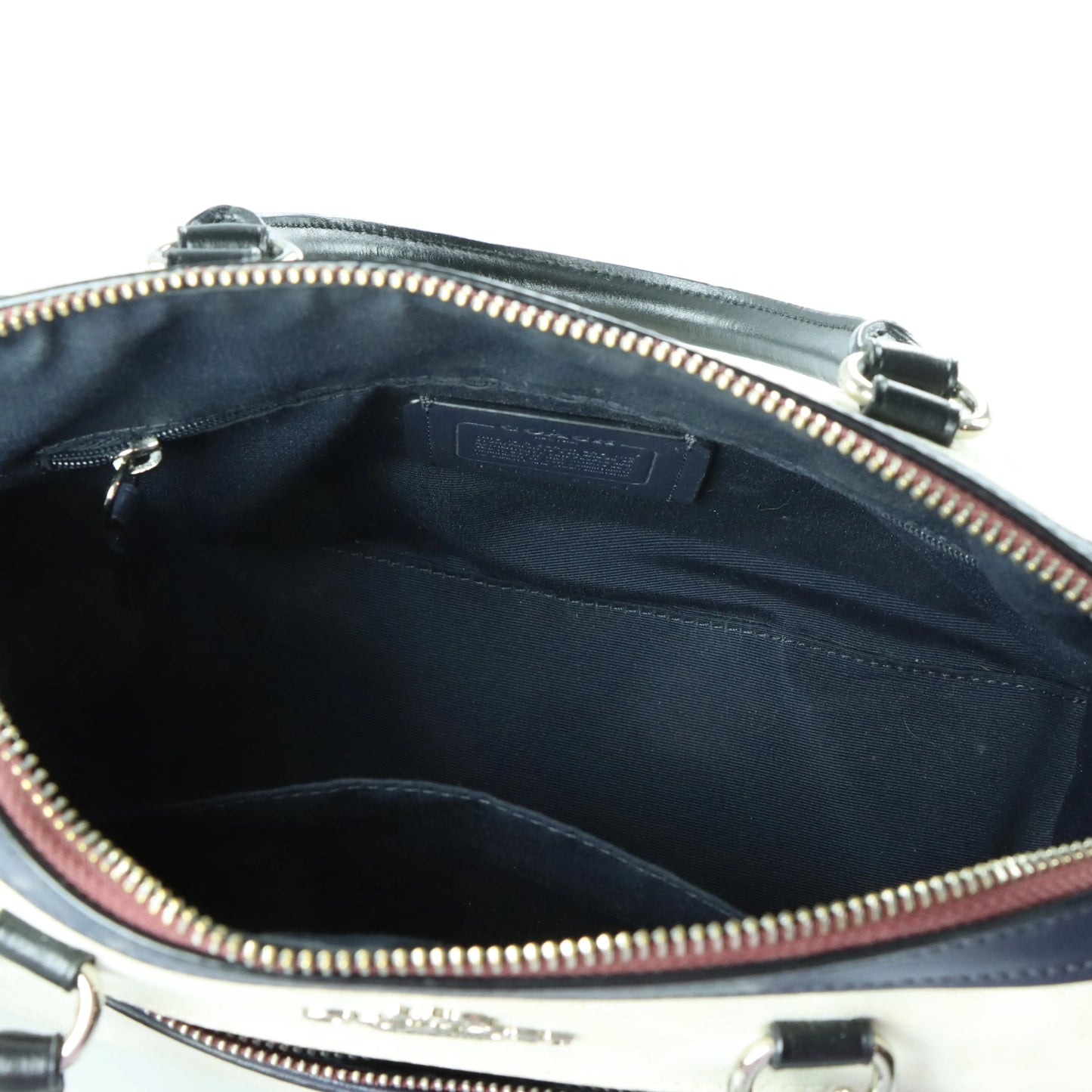 COACH 'Rowan' Cream & Navy Signature Monogram Satchel Bag - Vintage Sole Melbourne