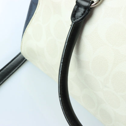 COACH 'Rowan' Cream & Navy Signature Monogram Satchel Bag - Vintage Sole Melbourne