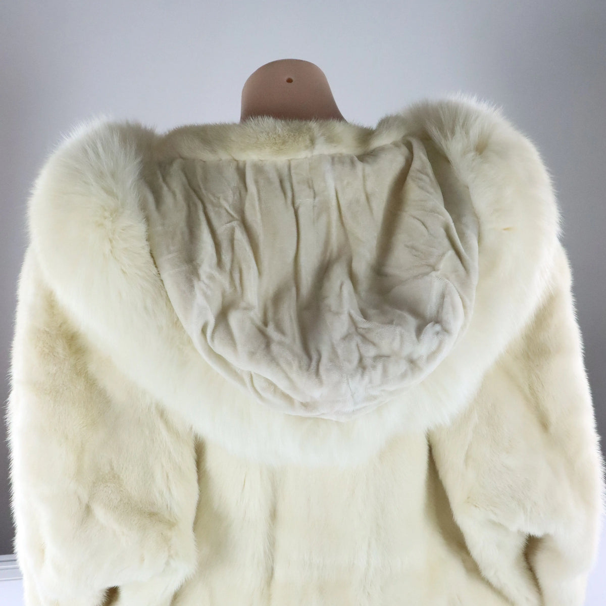 Vintage CHRISTIAN DIOR FOURRURE Hooded Mink Rabbit Fox Fur Coat (S-M)
