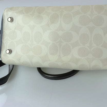 COACH 'Rowan' Cream & Navy Signature Monogram Satchel Bag - Vintage Sole Melbourne