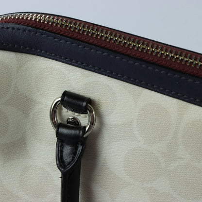 COACH 'Rowan' Cream & Navy Signature Monogram Satchel Bag - Vintage Sole Melbourne
