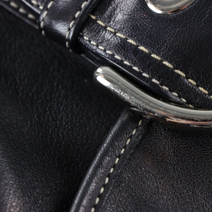 Vintage COACH F10188 Black & Silver Buckle Leather Shoulder Bag