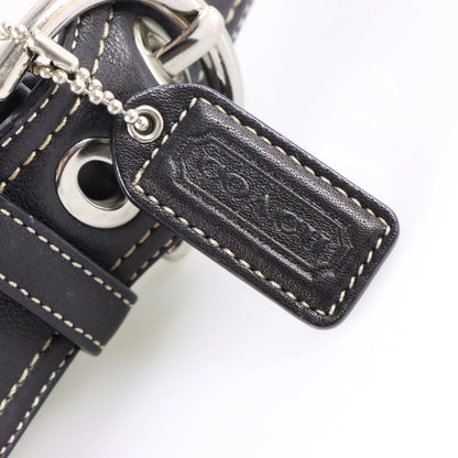 Vintage COACH F10188 Black & Silver Buckle Leather Shoulder Bag