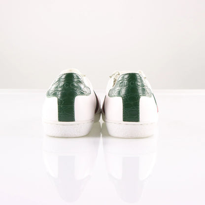 GUCCI Signature Red & Green Stripe Italian Made White 'Ace' Sneakers (40)