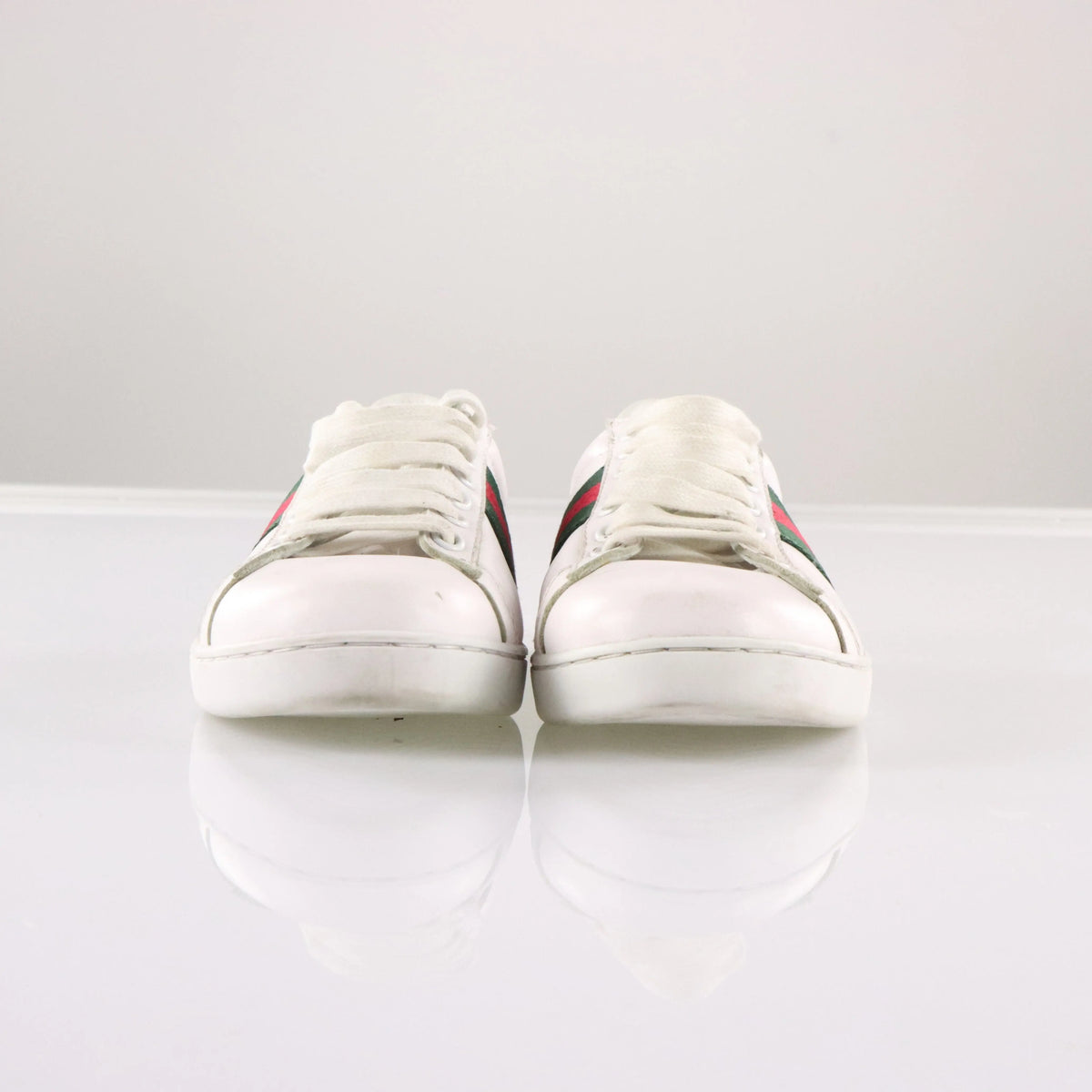 GUCCI Signature Red & Green Stripe Italian Made White 'Ace' Sneakers (40)