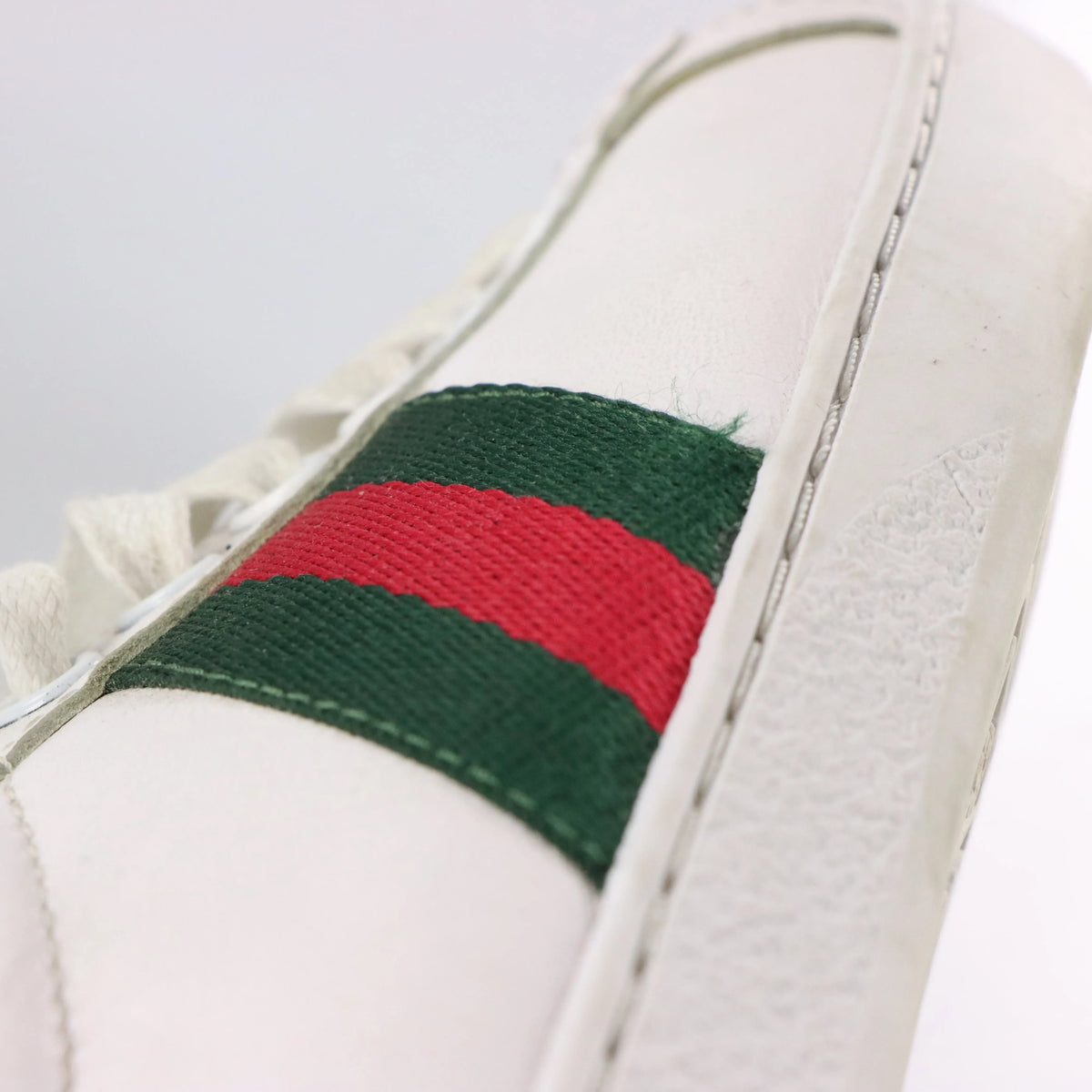 GUCCI Signature Red & Green Stripe Italian Made White 'Ace' Sneakers (40)