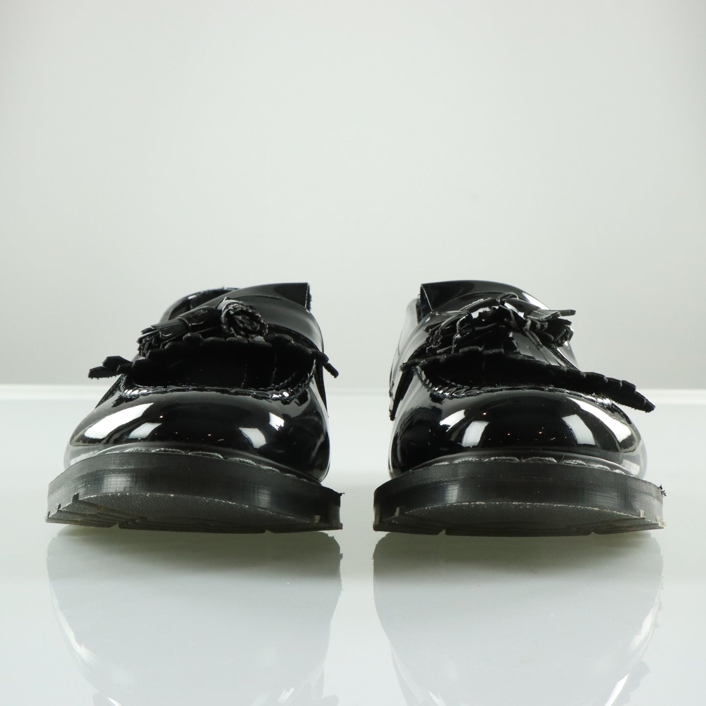 SOLOVAIR Black Patent Tassel Loafers England Made (9)