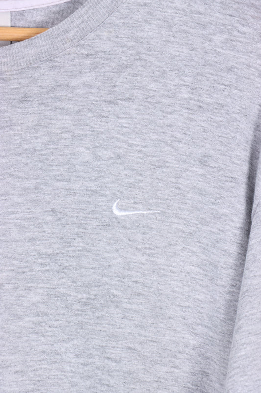 NIKE Grey Marle Embroidered Basic Tee (XL)