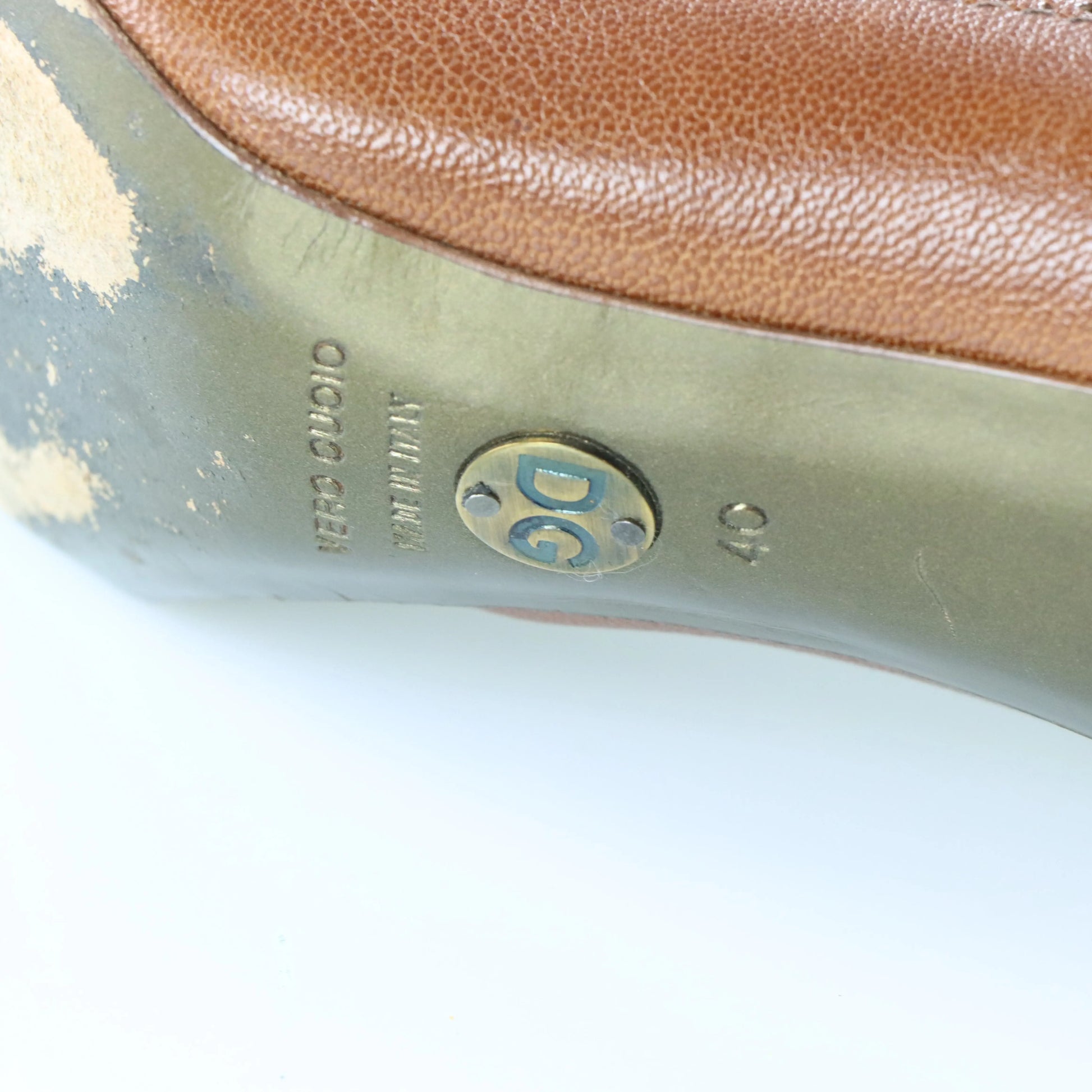 DOLCE & GABBANA Brogue Wingtip Italy Made Brown Pump Heels (40) - Vintage Sole Melbourne