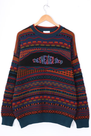 THE SWEATER SHOP UK Made Coogi Style Embroidered Knit (L-XL)