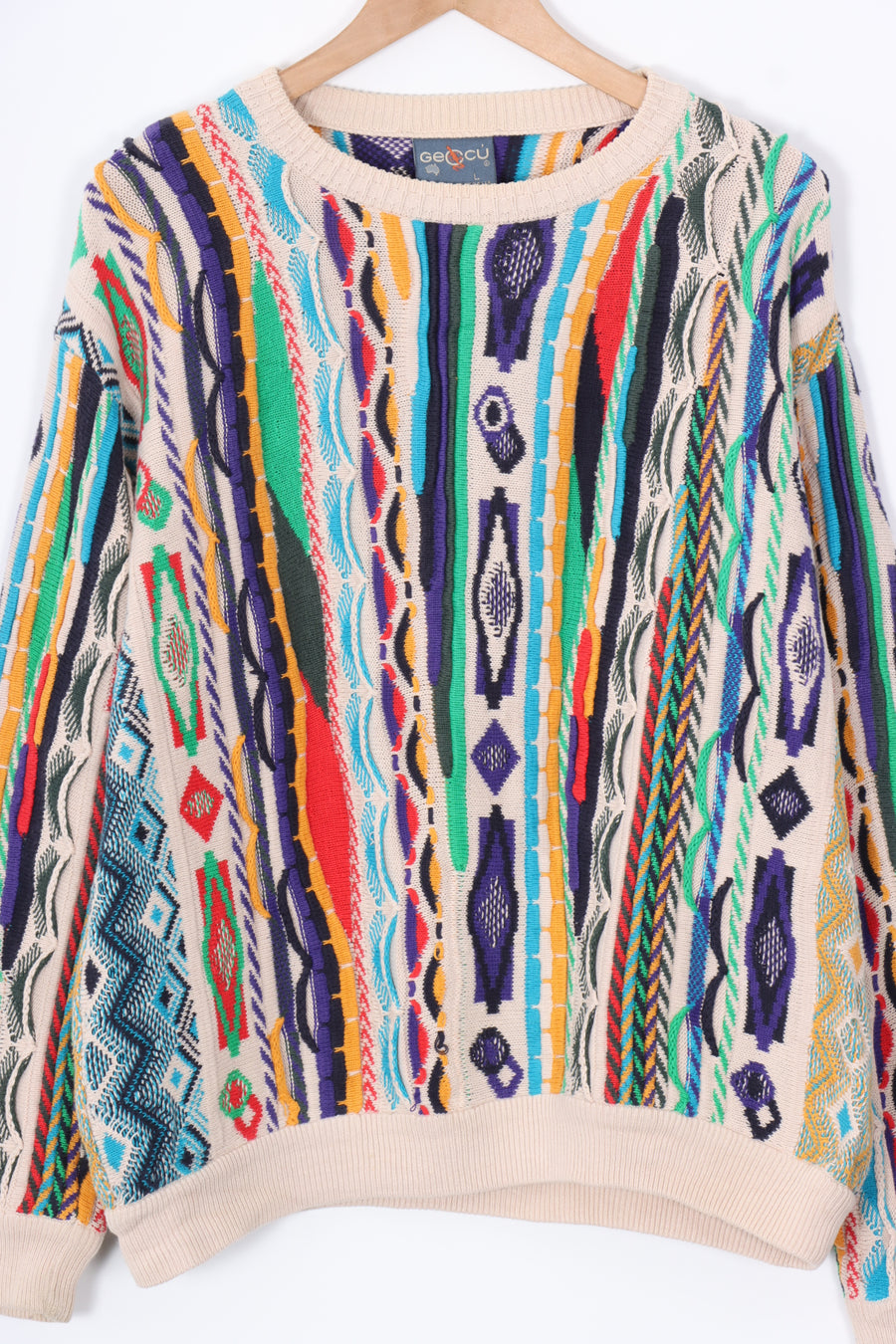 GECCU Beige & Colourful Coogi Style AUS Made 3D Knit (XL-XXL)