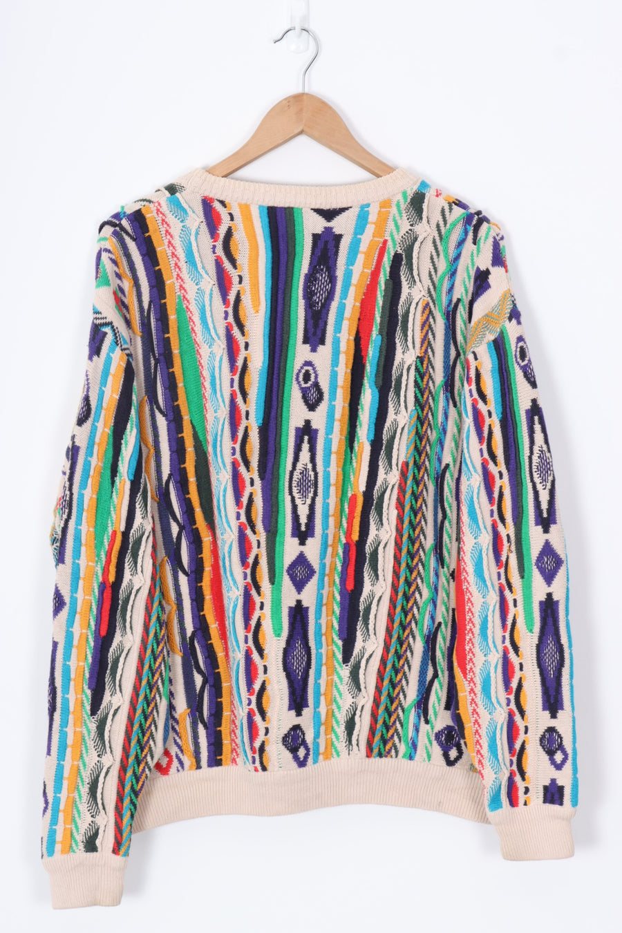 GECCU Beige & Colourful Coogi Style AUS Made 3D Knit (XL-XXL)