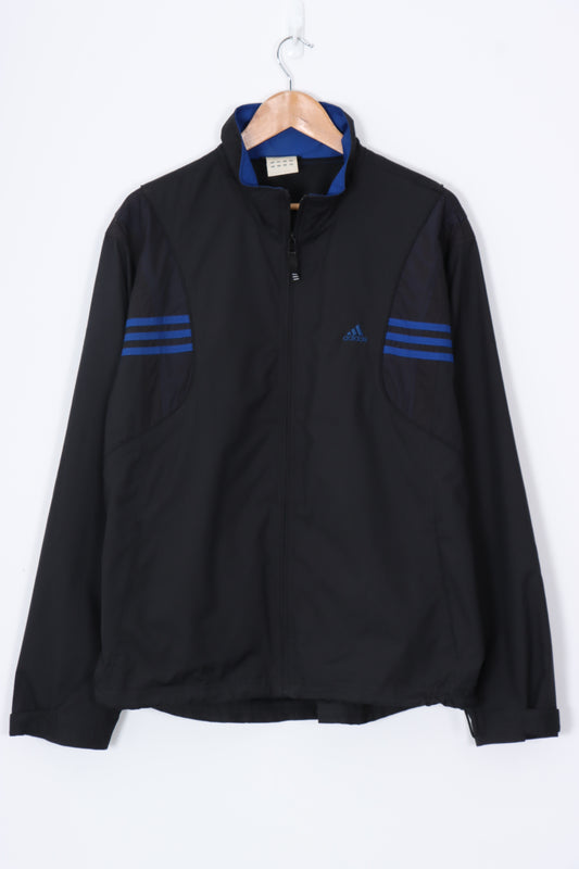 ADIDAS 3-Stripe Royal Blue & Black Embroidered Windbreaker Jacket (XL)