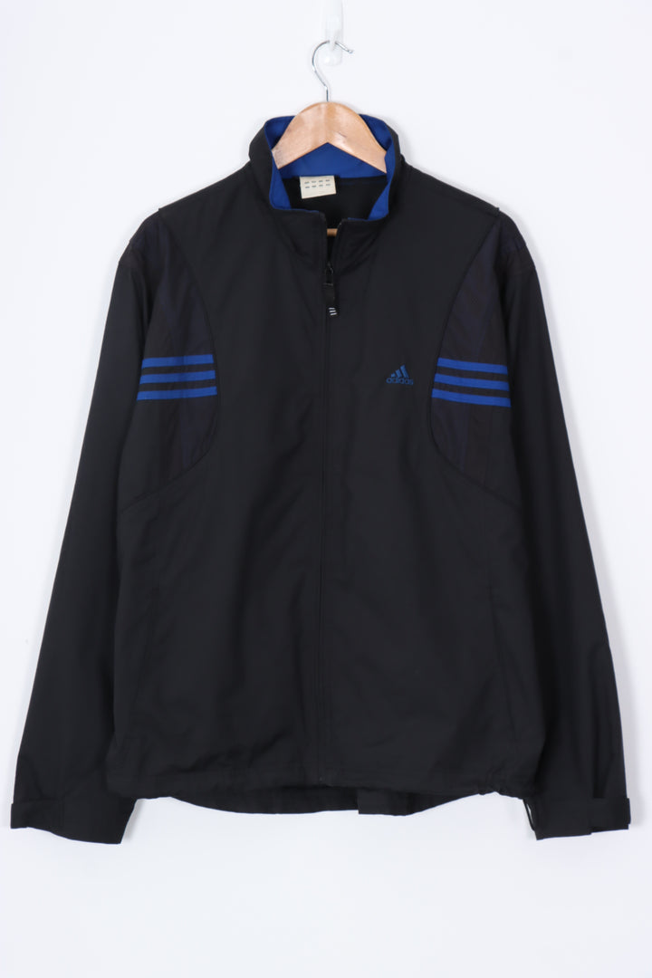 ADIDAS 3-Stripe Royal Blue & Black Embroidered Windbreaker Jacket (XL)