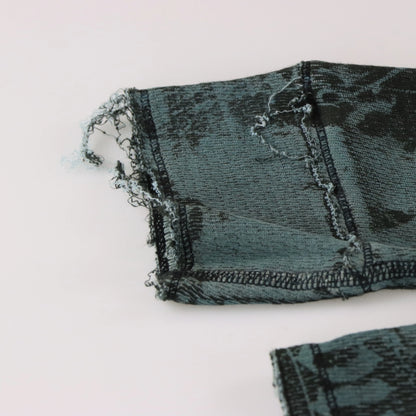 Vintage AFFLICTION Y2K Reversible Distressed Grunge Cross Blue Long Sleeve T-Shirt (XXL)
