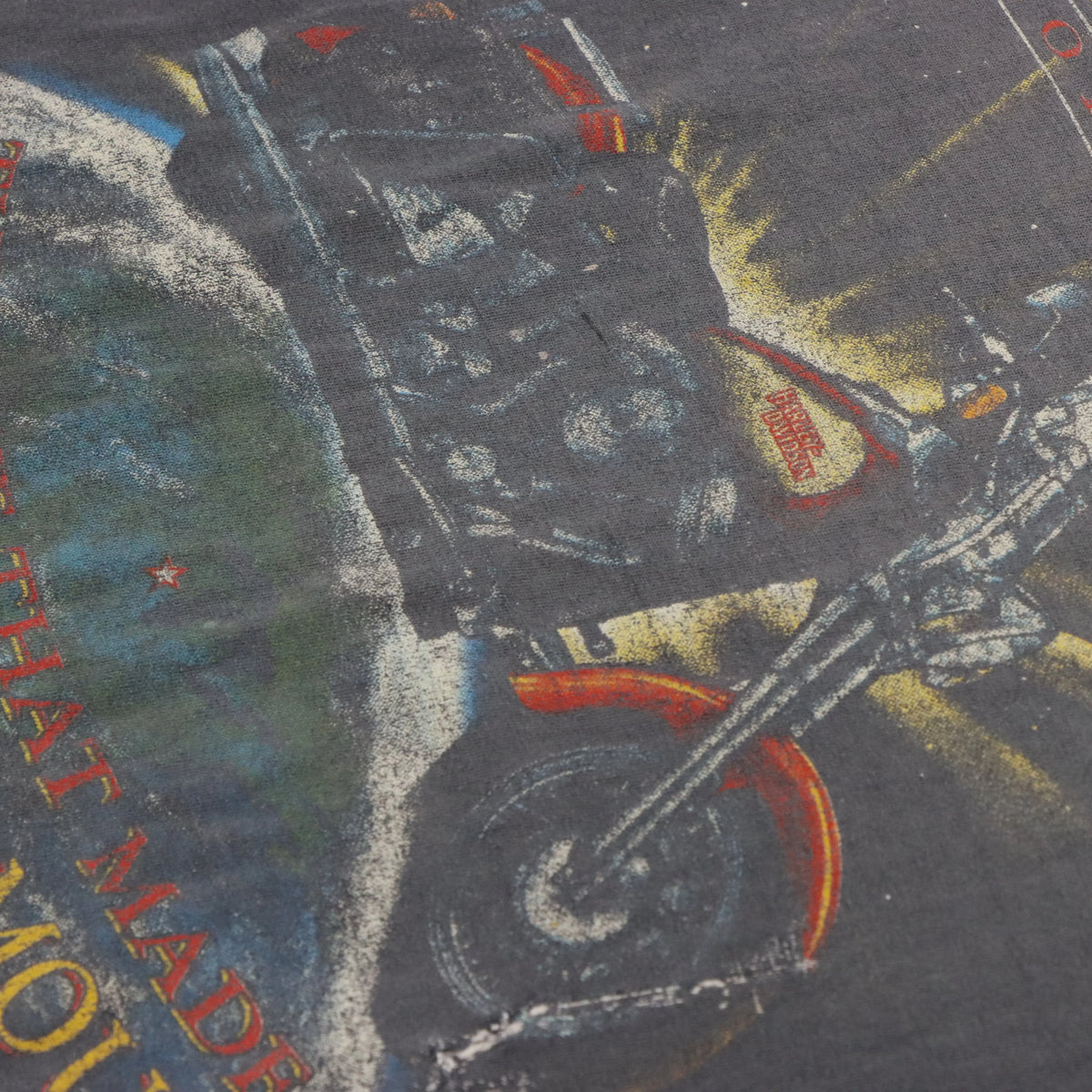 Vintage HARLEY DAVIDSON 'Down To Earth' Grey Single Stitch Motorcycle T-Shirt (XL)